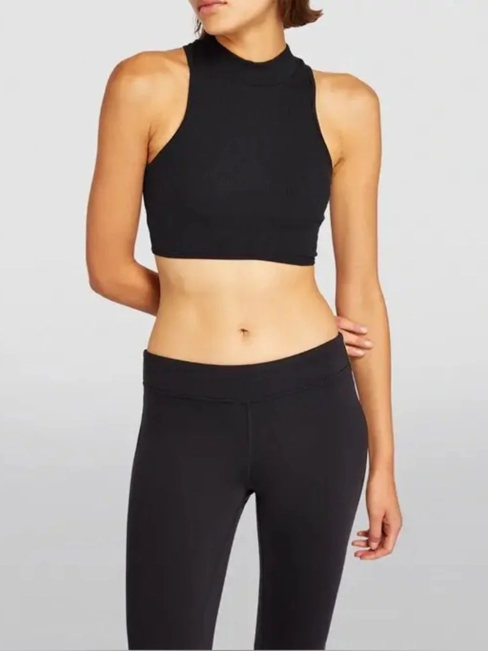 Alo Yoga Goddess Rib Cropped Dynamite Bra‎ Top Black Small
